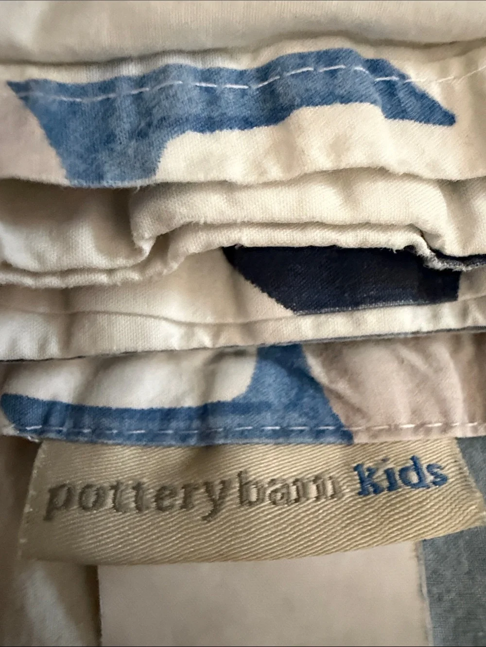 Pottery Barn Kids Blue Shark and Fish Print Sheet - White Background